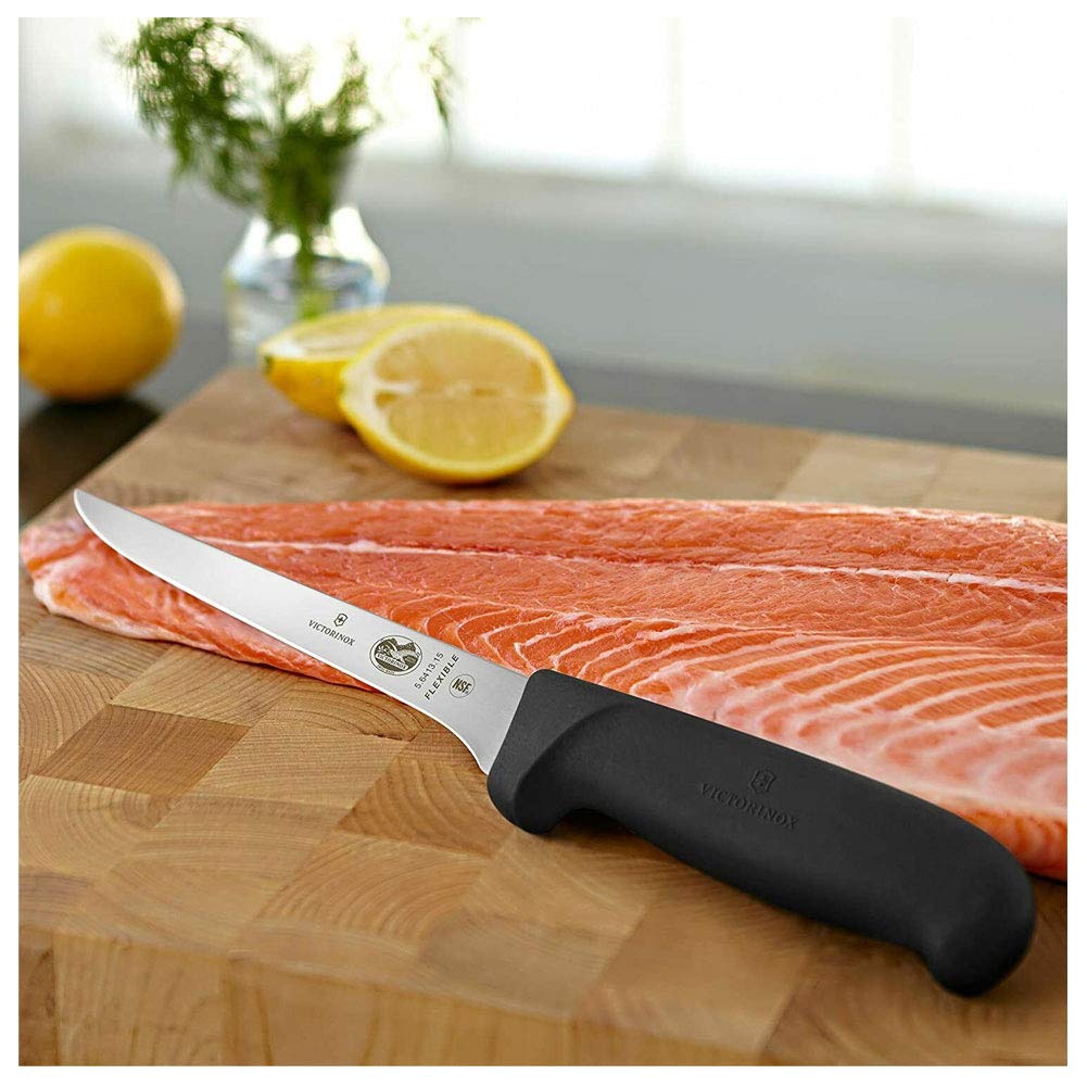Victorinox Fibrox 6 Inch Flexible Boning Knife, Straight Blade, Black