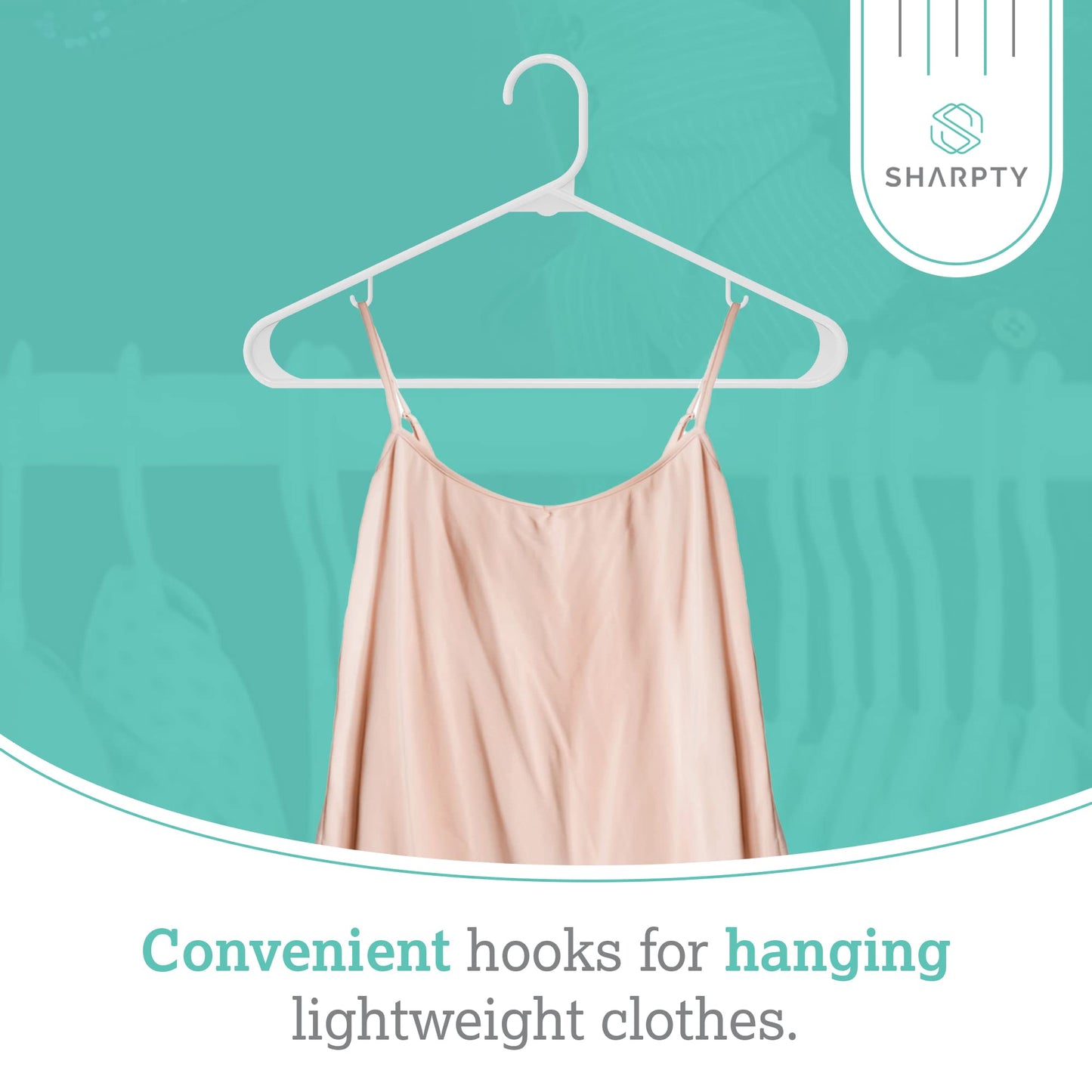 Sharpty Plastic Clothes Hangers - Adult Plastic Hanger - Clothing Hangers - Standard Hangers for Clothes - Space Saving Hangers - Ideal for Shirt, Dresses, Coat Hangers (60-Pack, White)
