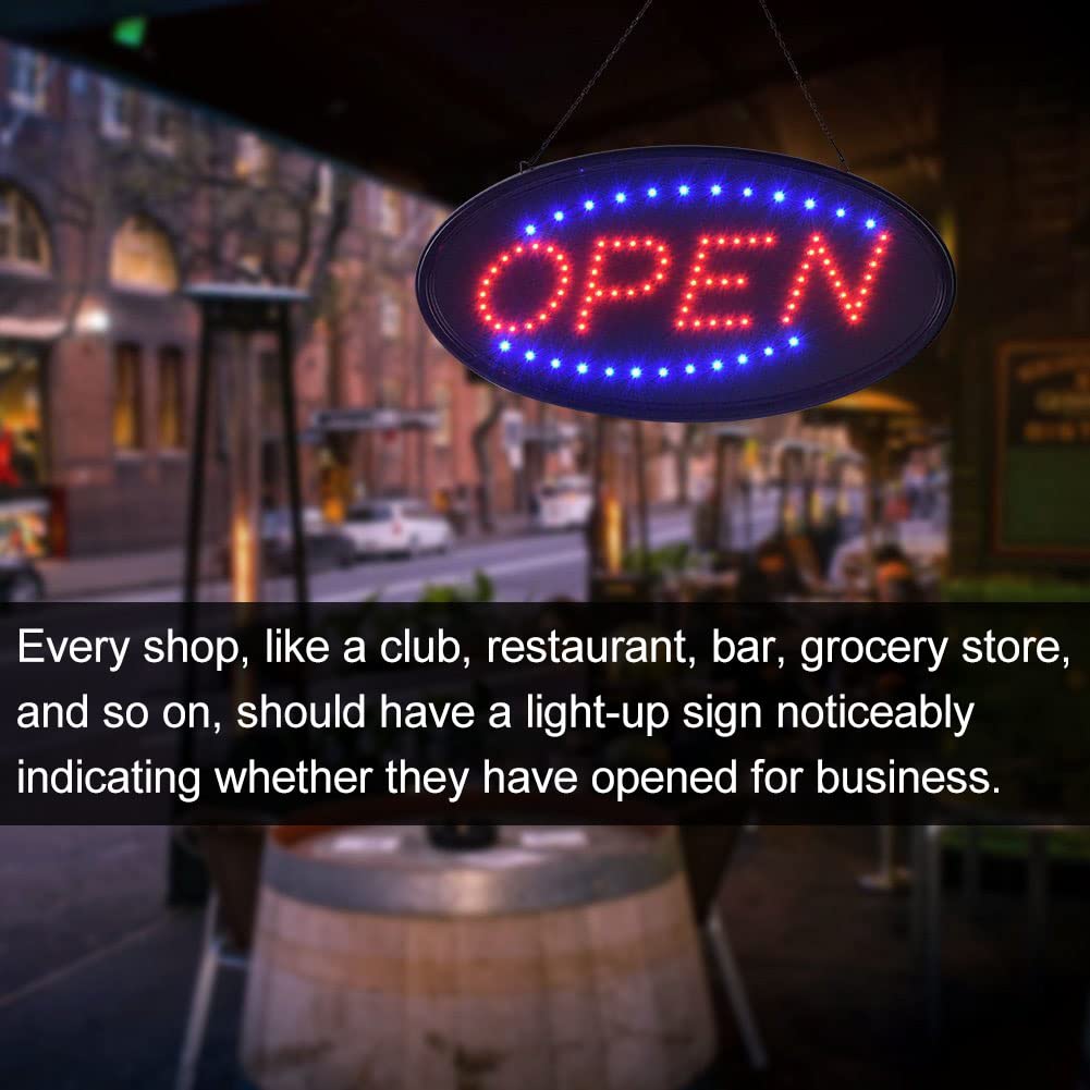 KEBE LED Open Sign, 23" x 14" Large High Visibility Advertisement Board Bright Electric Display Sign Flashing Light for Walls Business Window Bar Shop Hotel