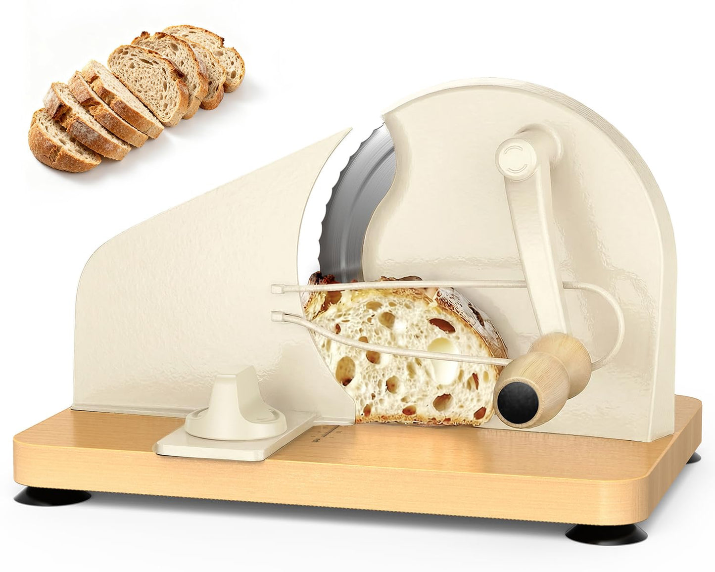 Upgraded Manual Bread Slicer for Homemade Sourdough Bread Adjustable Thickness Bread Cutter with Metal Guide,Hand Crank Bread Slicer with Scale Line&Suction Base,for Perfect Even Slices
