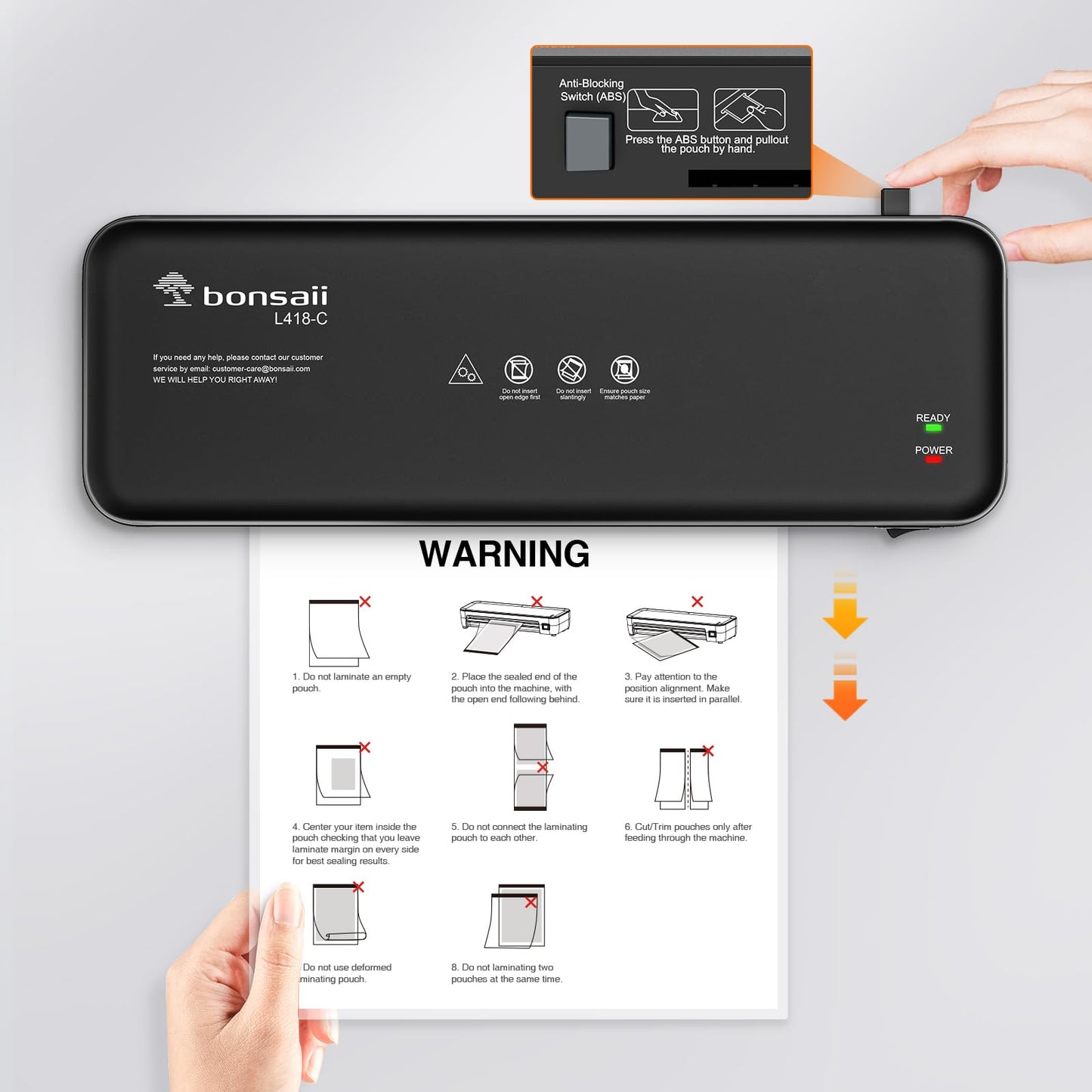 Bonsaii Laminator, 9 Inch 4 in-1 Thermal Laminator Machine Never Jam Technology with 40 Laminting Sheets, Paper Cutter, Corner Rounder for Home Office School Business