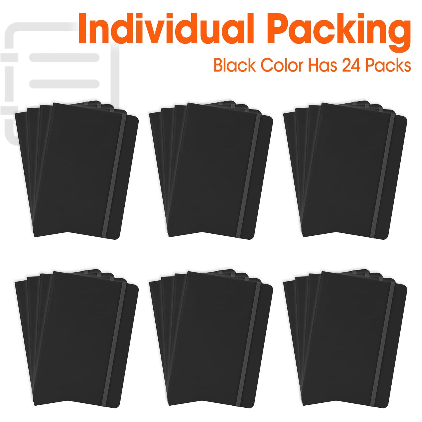 BGUP 24 Pack Lined Journal Notebook for Work, 200 Pages, Medium 5.5 in x 8.3 in, A5 College Ruled, Hardcover Journaling Notebooks for Writing, Note Taking, Fit for Business Work School Home (Black)