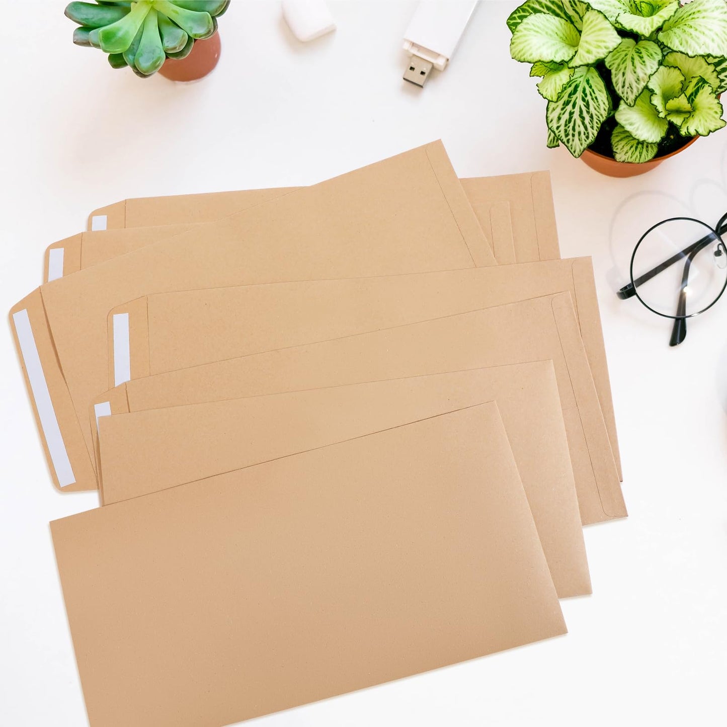 Feifeiya 200 Pcs License Plate Envelopes 13 x 6.5 Inch Brown Kraft Mailing Envelopes for License Plate Pictures Business Documents Invitation Cards (Classic)