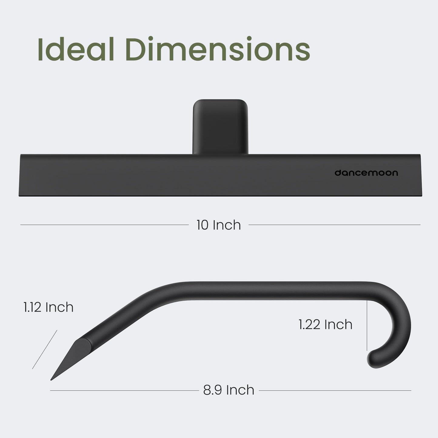 dancemoon JustHang Shower Squeegee for Glass Doors, All-One-Piece Award-Winning Silicone Squeegee with Built-in Hook for Bathroom, Window, Mirror, Tile Wall,Car, Streak-Free Cleaner Tool,10-Inch Black