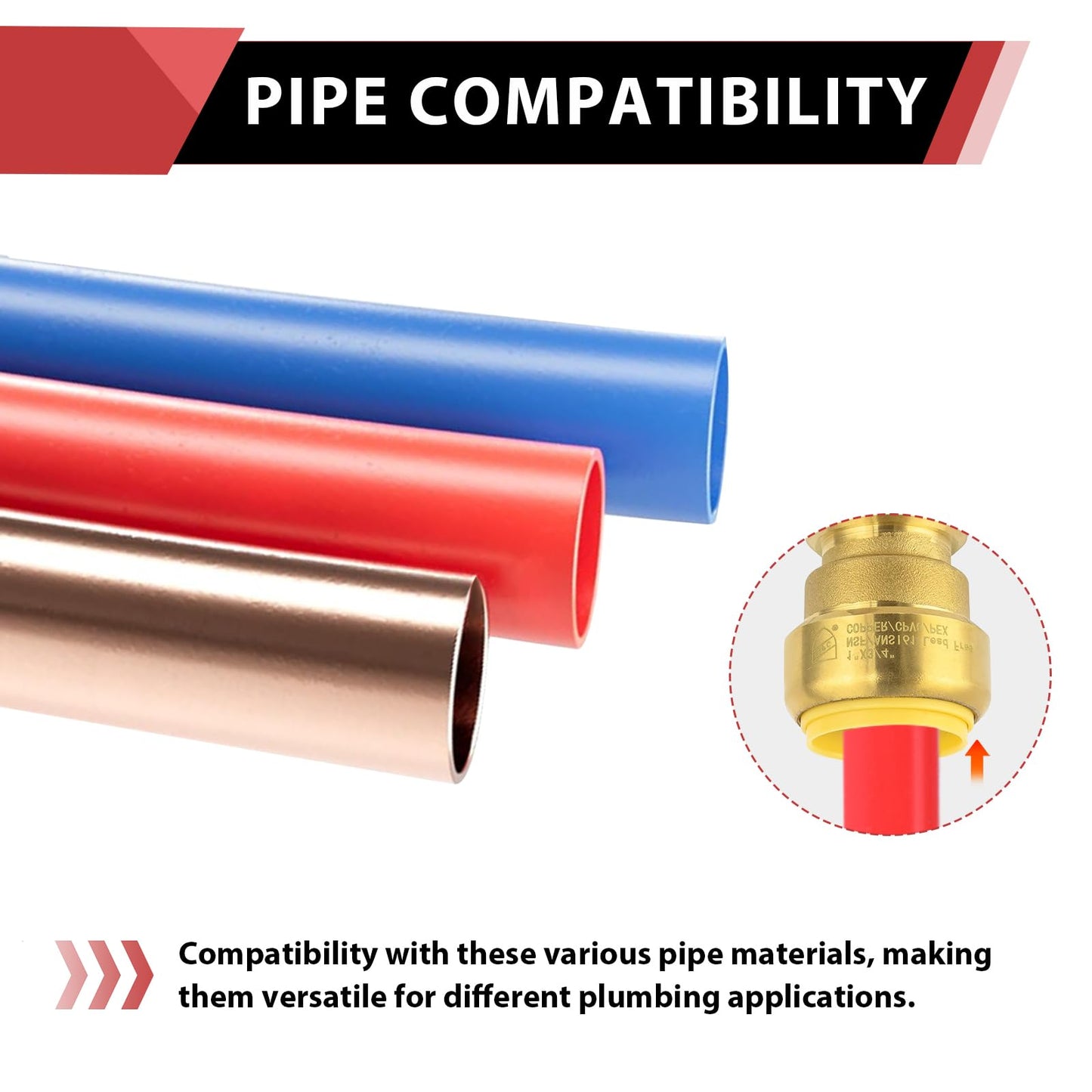 (Pack of 10) EFIELD 3/4 Inch Straight Coupling Push-Fit Fitting to Connect Pex, Copper, CPVC with a Disconnect Clip,(PF008)