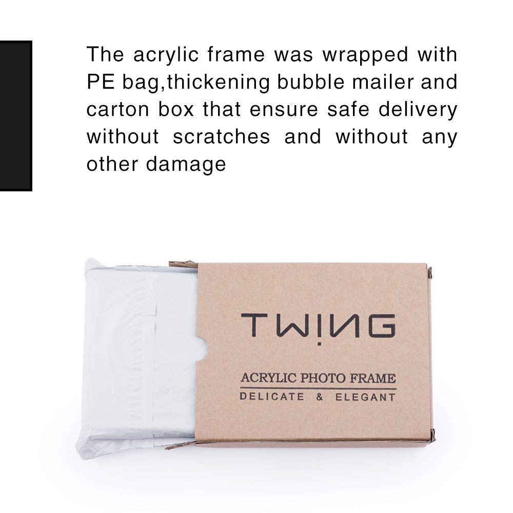TWING 5 Pack 4 x 6 Acrylic Frame, Horizontal Magnet Double Sided 4x6 Picture Frame,12+12MM Thick Clear Frameless Desktop Display Self Standing Magnetic Acrylic Block Photo Frame
