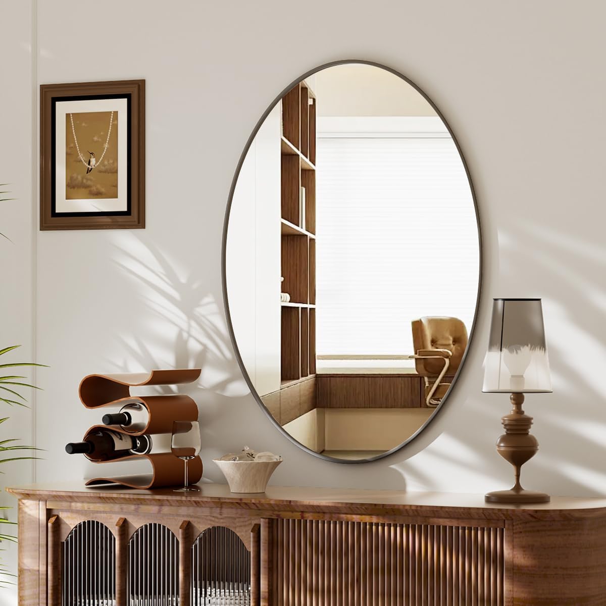 Koonmi Black Oval Bathroom Mirror, 20"x28" Bathroom Vanity Mirror, Oval Mirror for Bedroom Living Room Entryway, Hangs Horizontal or Vertical