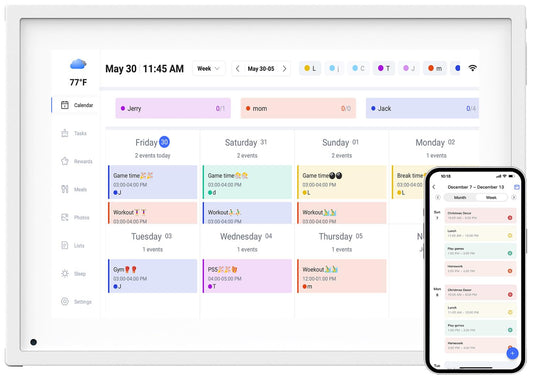 10.1 Inch Smart Digital Calendar Planner & Chore Chart, IPS HD Touchscreen Interactive Display for Family Schedules, Streamline Household Organization - Built-in Digital Picture Frames Function
