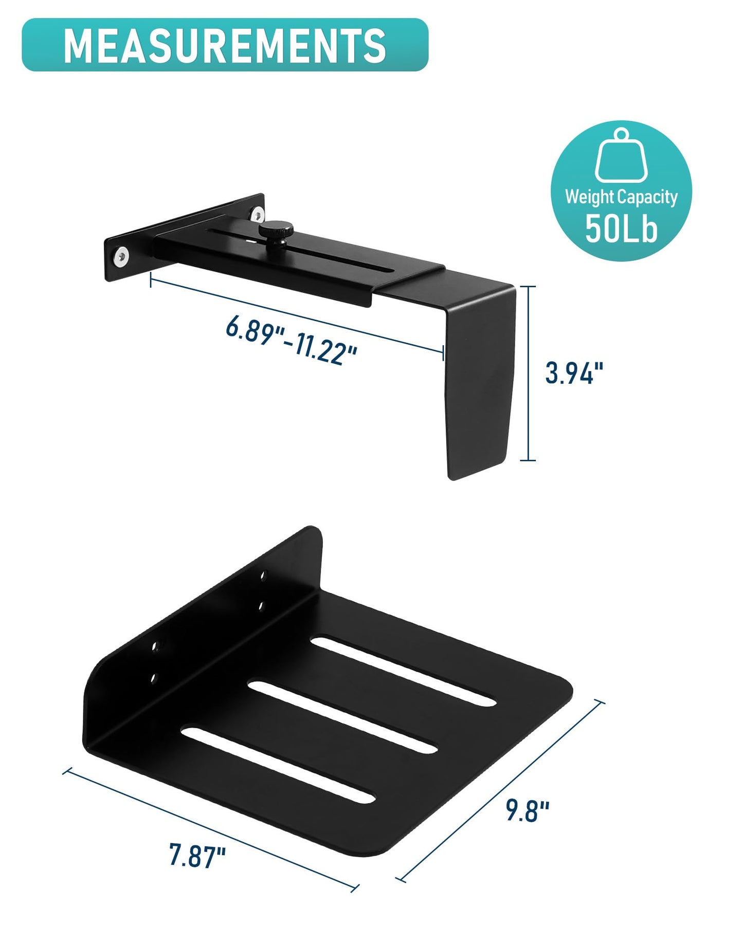 TOPSKY Adjustable Under-Desk PC Mount, No-Drill Computer CPU Holder for Standing Desks, Supports up to 50 lbs, Easy Installation, (Only Fits 80x50mm 75x45mm 65x45mm Desk Legs),Black