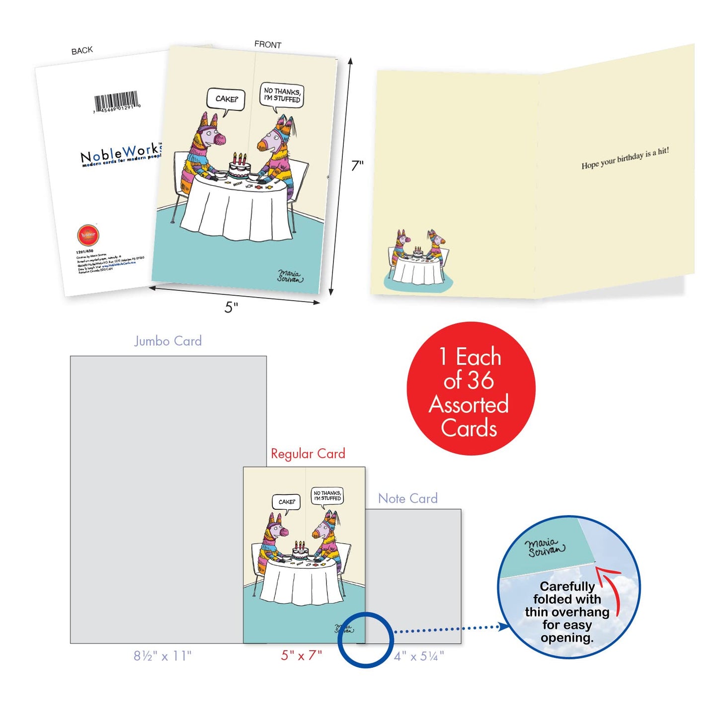NobleWorks - Variety Pack of 36 Assorted Funny Birthday Greeting Cards Bulk Box Set w/Envelopes, Edgy Adult Humor BDay Pack for Men, Women, Friend - Birthday Favorites Collection AC2911BDG-B1x36