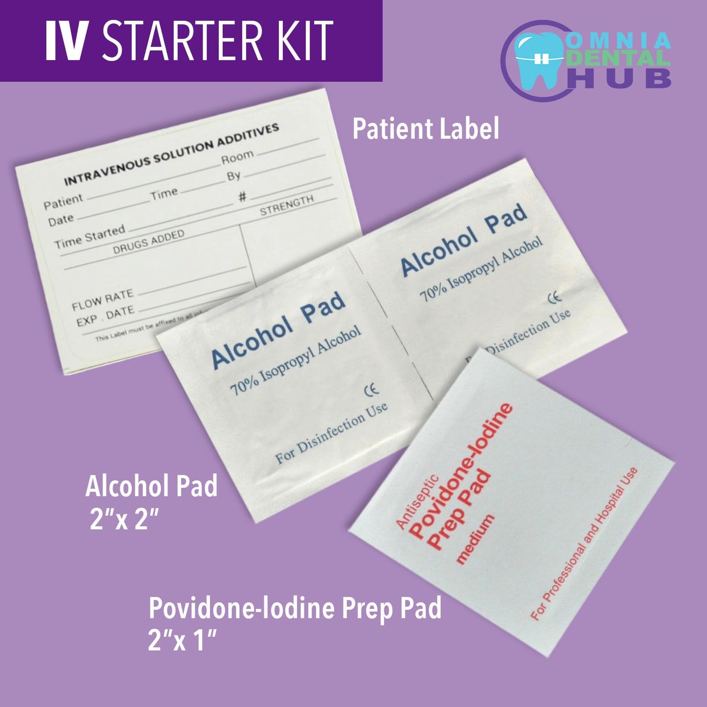 100 PCs IV Starter Kit with Gauze/Chlorascrub Swab by Omnia ONE | Sterile, Ready-to-Use – Complete Kit for IV Insertion – Essential for Medical, Hospital & Emergency Use