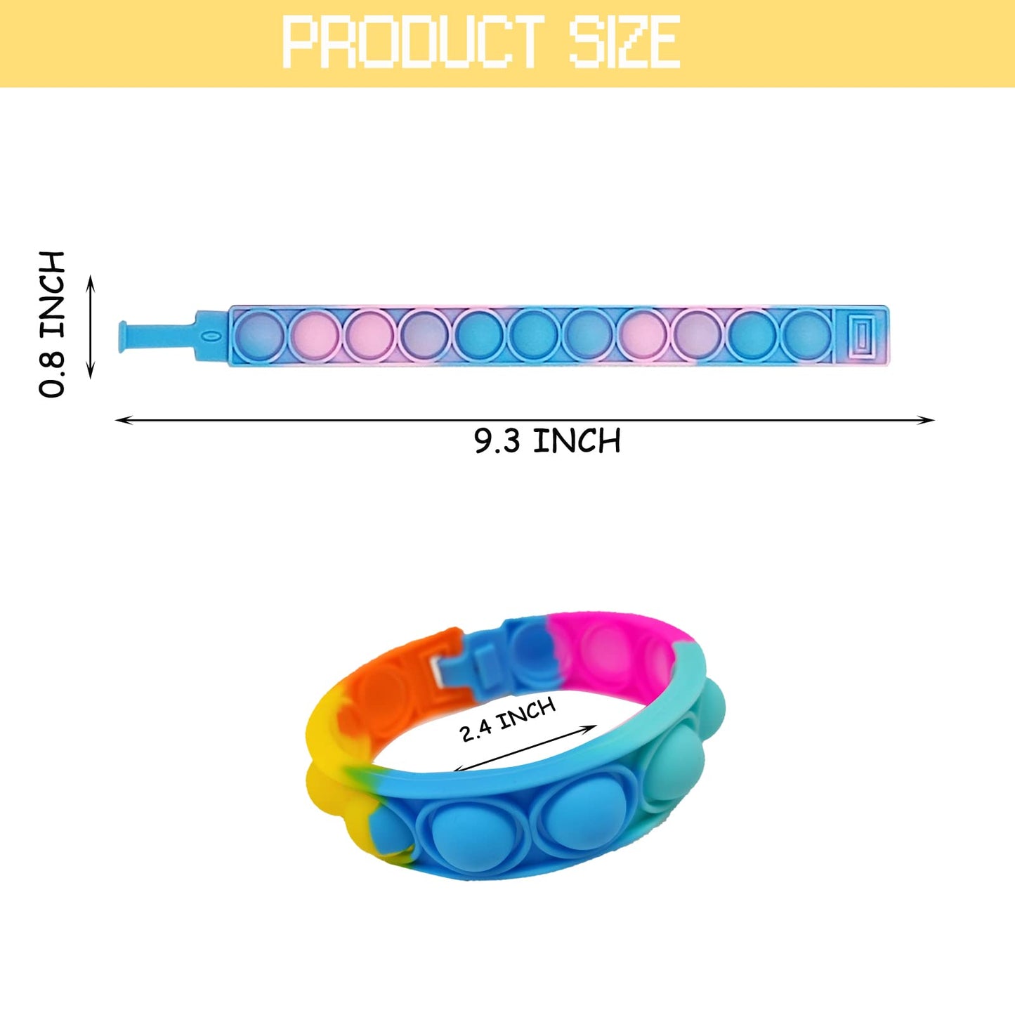 120 Pcs Pop Bracelet Bubble Fidget Toys for Party Favors, Hand Finger Silicone Wristband Bulk for Student Classroom Prizes, Goodie Bag Fillers Stuffers Birthday Christmas Valentine Gifts for Kid