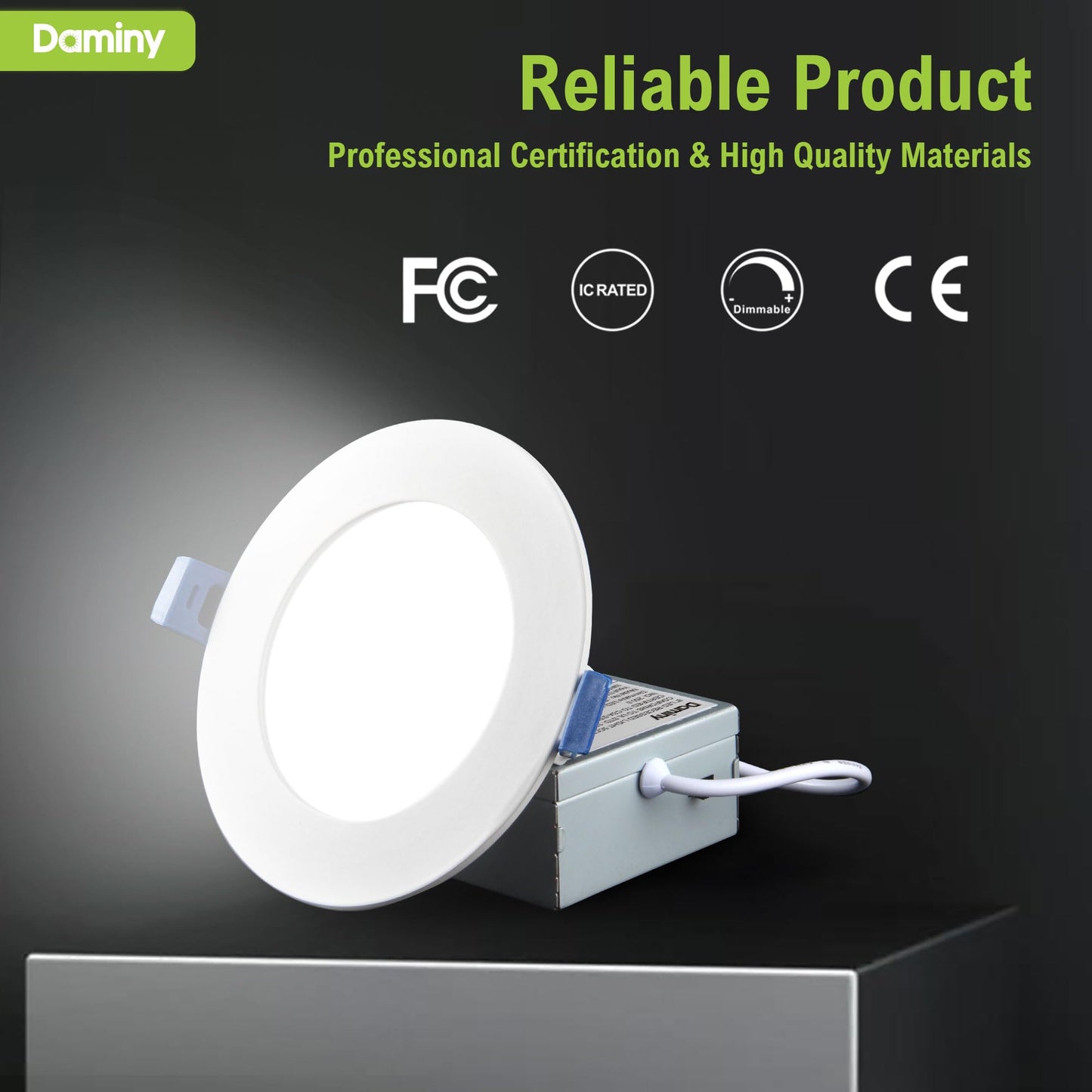 DAMINY 12 Pack 6 Inch LED Recessed Lighting with Junction Box,5CCT,Ultra-Thin Recessed Light,10W 1100LM, Dimmable Canless Wafer Ceiling Light, High Brightness