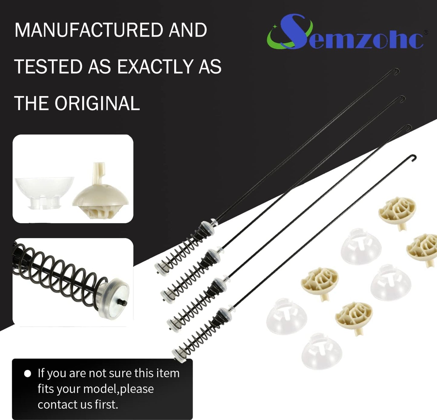 Semzohc W11217817 WTW4850HW1 WTW4855HW1 WTW4855HW2 WTW4855HW3 WTW4955HW1 WTW4955HW3 WTW4950HW1 WTW4655JW2 Washer Suspension Rod Kit 26.45 inch Fit for Whirl-pool Washer,also fit for May-tag MVWC465HW2
