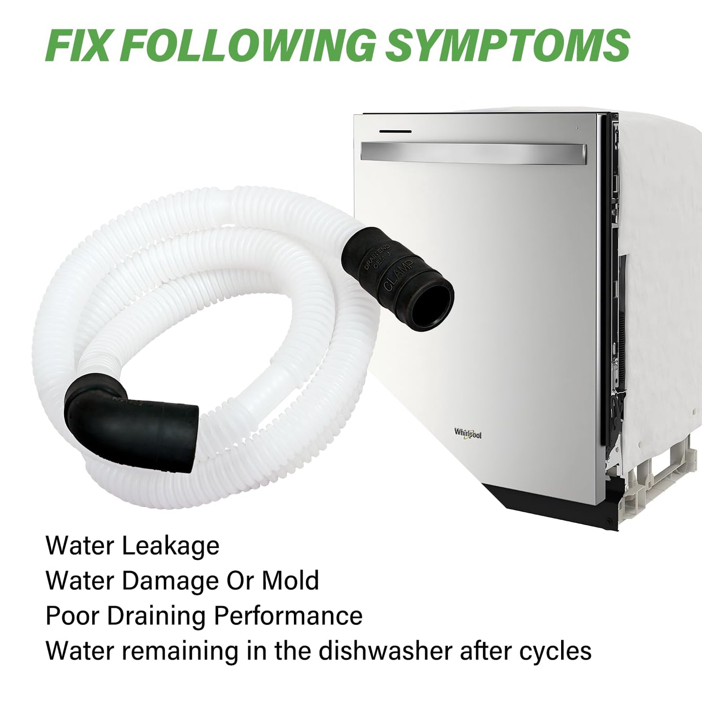 WPW10545278 Dishwasher Drain Loop Hose With Check Valve Compatible With Whirlpool, Replacement W10137608 W10193583 W10195750 W10418848 W10418849 W10481093 W10545278 W10688890 WPW10545278VP 3527803