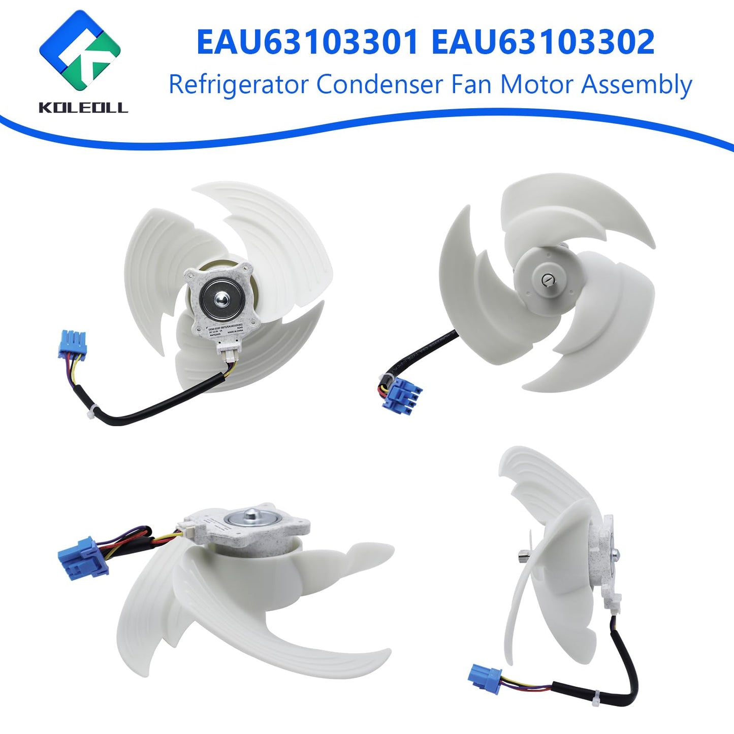 EAU63103301 EAU63103302 Refrigerator Condenser Fan Motor Assembly Fits for LG Replaces 4509126 AP6235485 PS12080244 EAP12080244