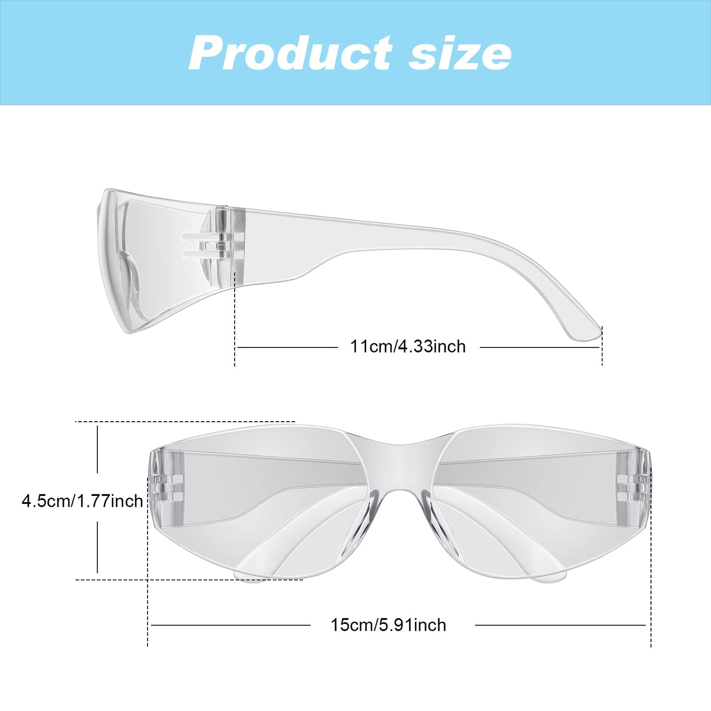 100 Pack Safety Glasses Bulk ANSI Z87.1 Protective Eyewear Goggles Eye Protection for Men Women Work Science Lab Construction(Clear)