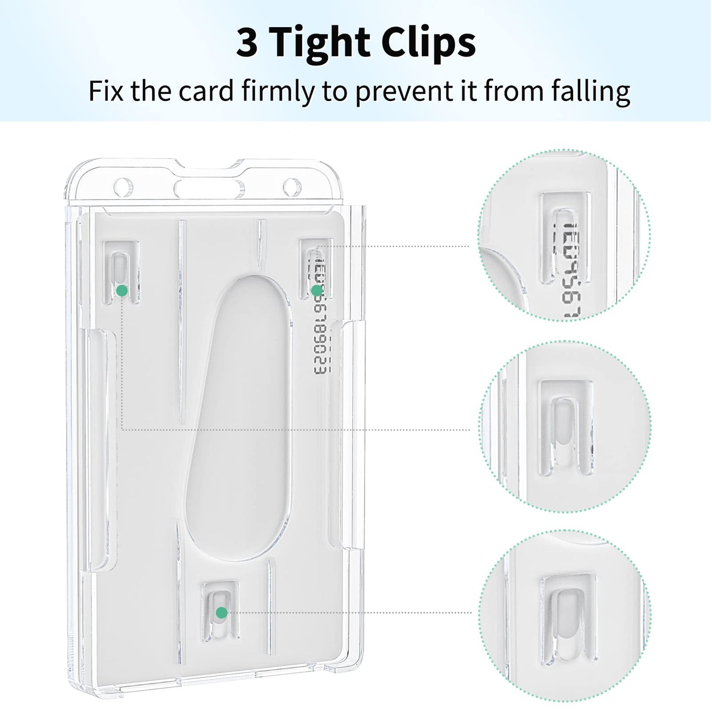Pawfly 50 Pack Vertical 2-Card Badge Holder with Thumb Slot Hard Transparent PC Case Protector for Office School IDs Credit Cards Driver’s Licenses and Passes