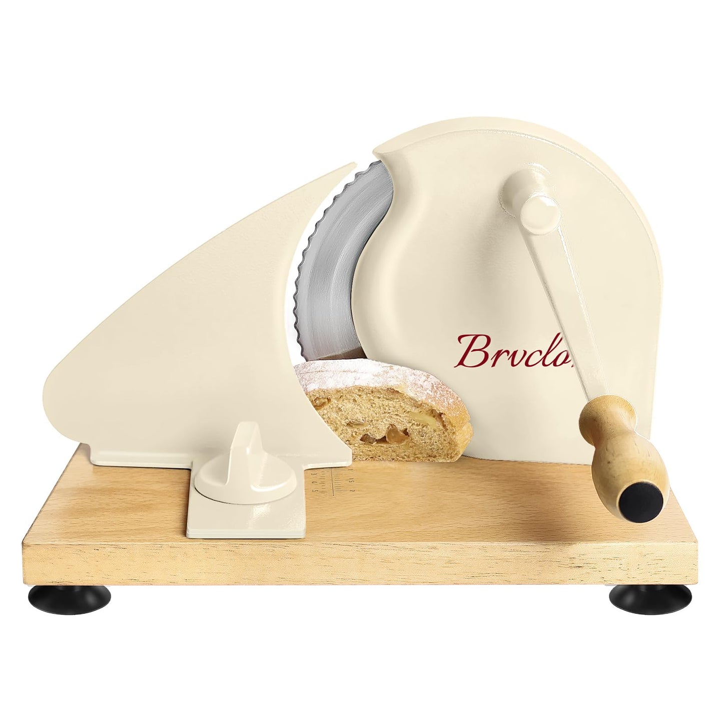 Manual Bread Slicer for Homemade Sourdough Bread, Adjustable Thickness&Evenly Slicing, Hand Crank Bread Slicer with Scale Line and Suction Cup, Serrated Blade Design, Patent:USD105861