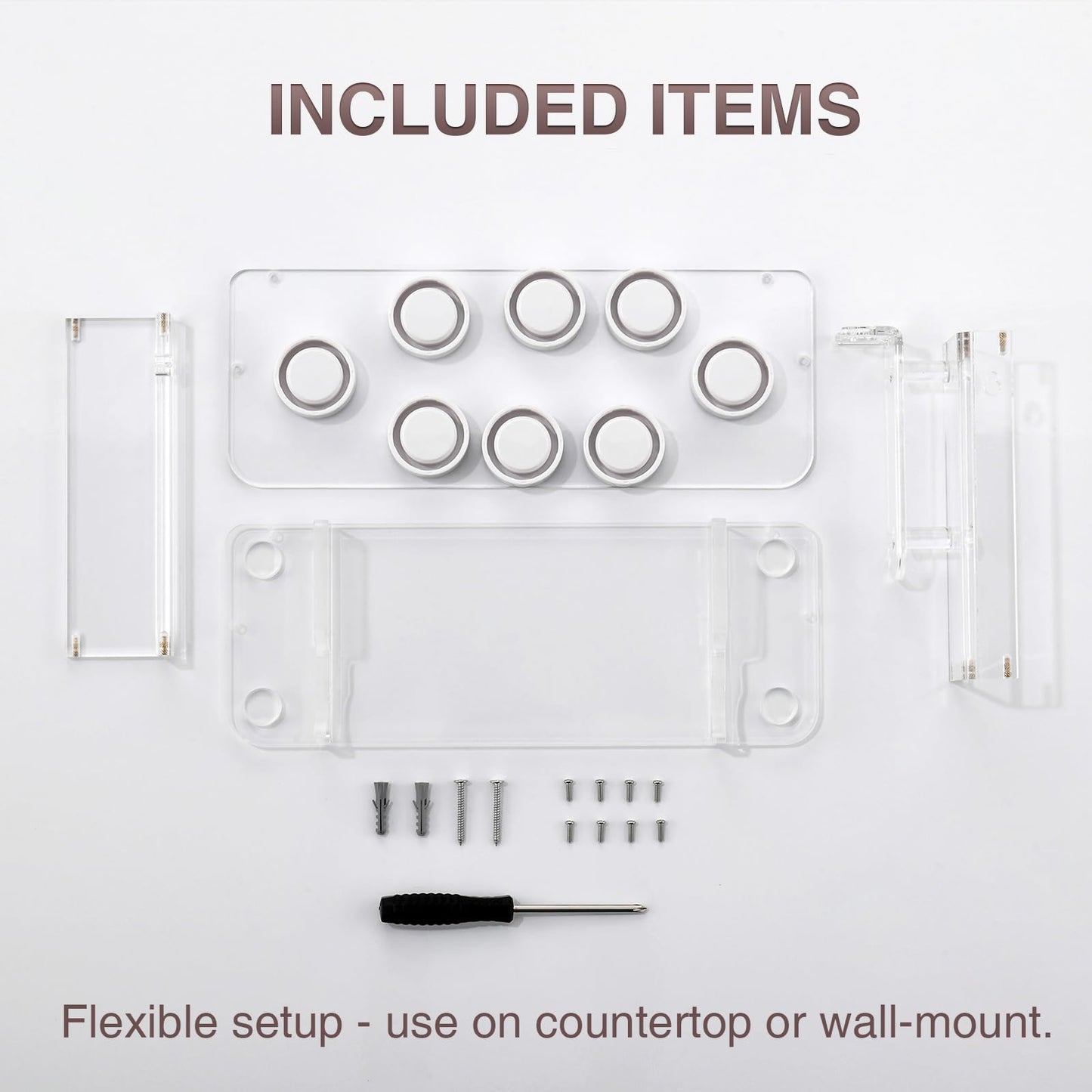 HAVICATO Hair Tool Holder for Dyson Airwrap Attachments, Storage Holder Compatible with Shark FlexStyle FlexFusion, Acrylic Display Rack Countertop Organizer Wall Mount for Hair Stylers, Clear&White
