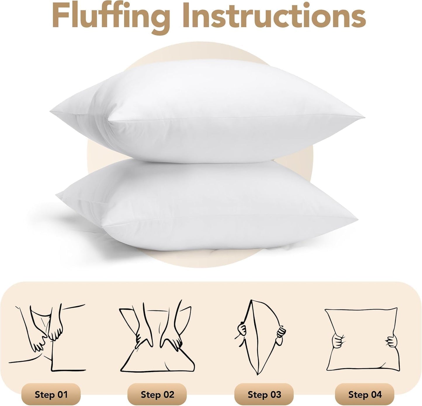 Utopia Bedding Outdoor Pillow Inserts 24 x 24 Inches (Pack of 2, White), Water Resistant Garden Throw Pillows for Patio and Porch Furniture