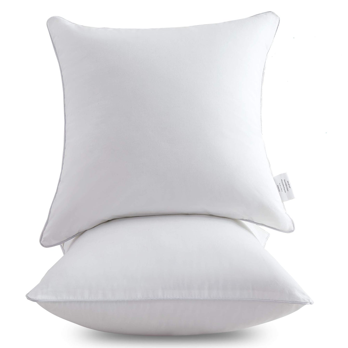 Oubonun 22 x 22 Throw Pillow Inserts (Set of 2) with 100% Cotton Cover - 22 Inch Square Interior Sofa Decorative Pillow Insert Pair - White Couch Pillow