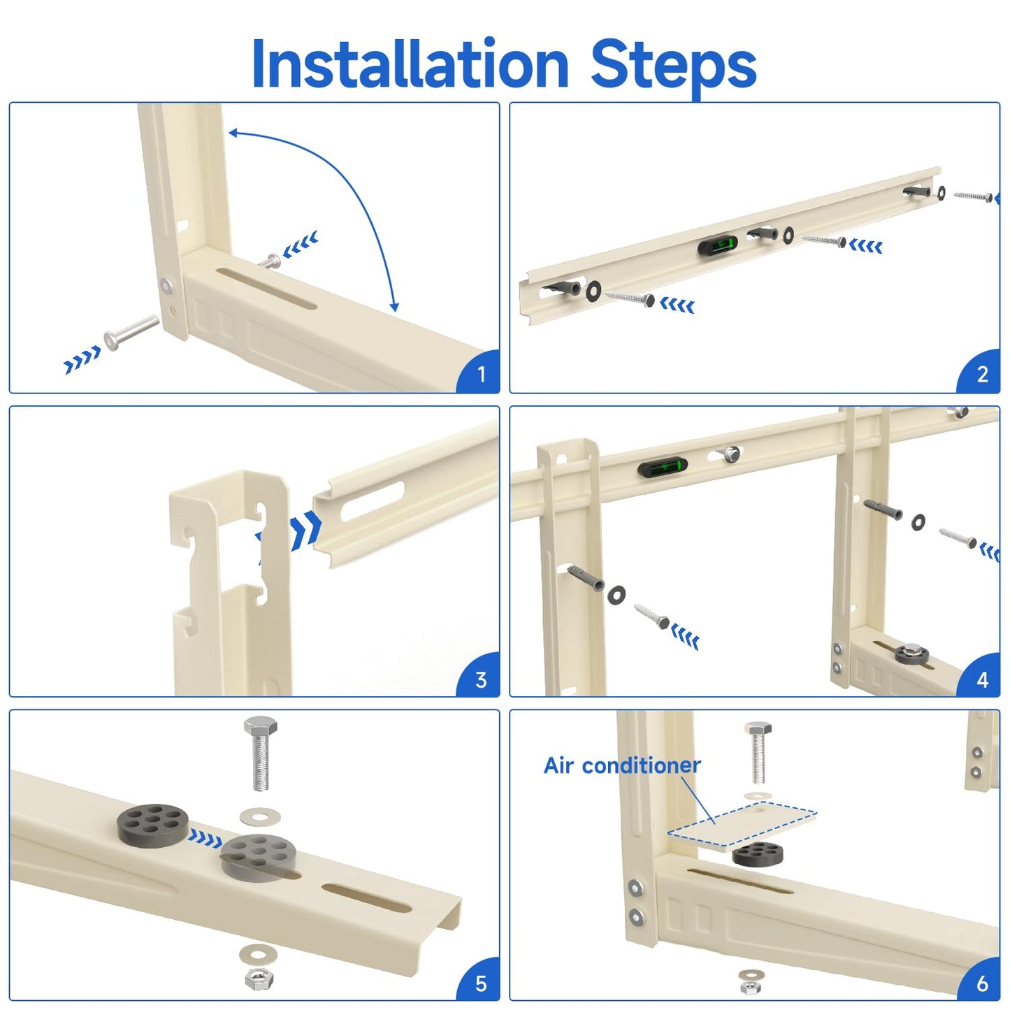 Mini Split Wall Mounting Bracket: AC Wall Mount Bracket for 7000 to 12000 BTU Outside Minisplit Ductless Air Conditioner, Heavy Duty Mini Split HVAC Heating System Bracket, Max 400lb Capacity