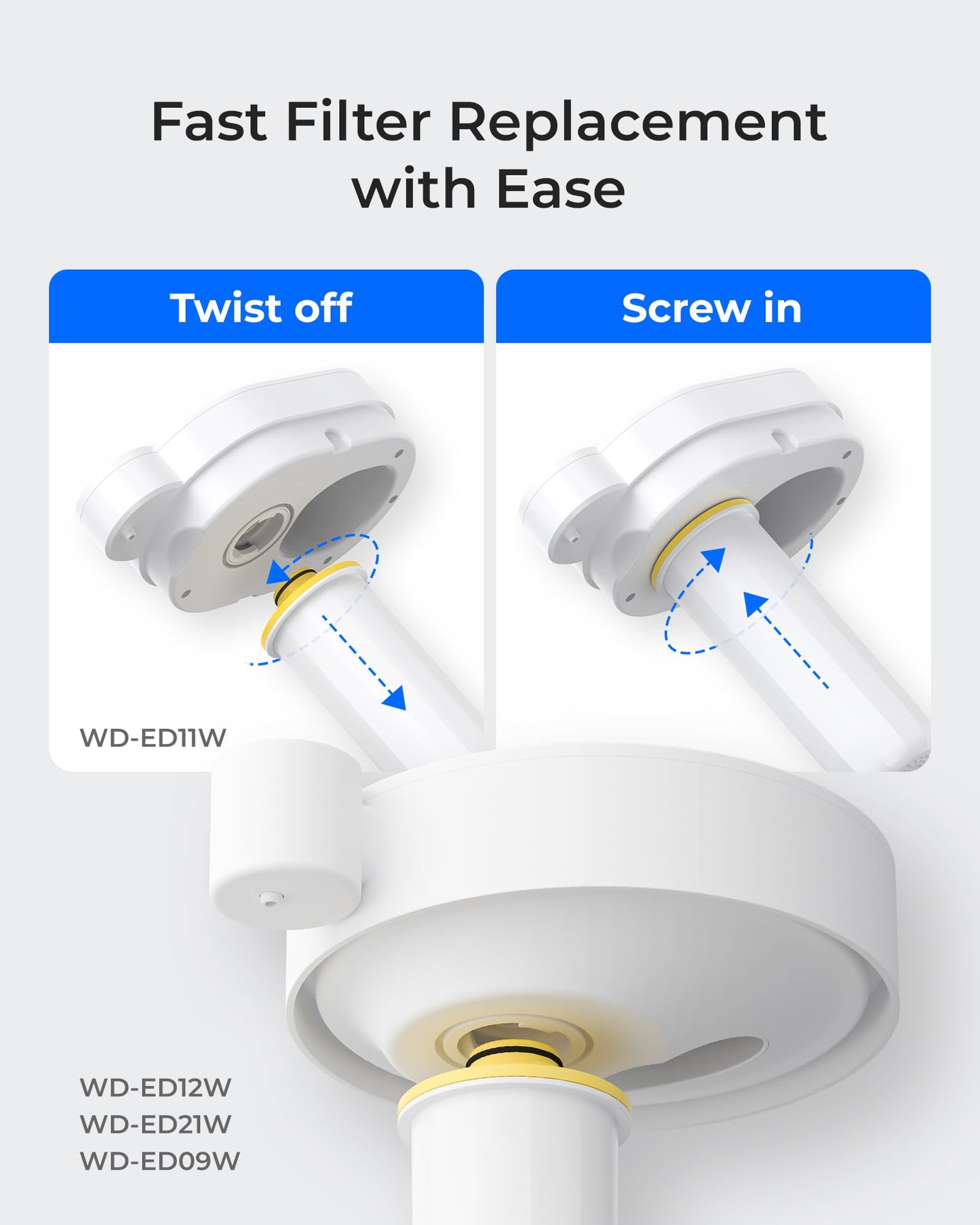 Waterdrop EWFLY Water Filter Replacement for Waterdrop ED11W/ED12W/ED09W/ED21W Rechargeable Electric Dispenser, Reduce 70+ Contaminants, Soften Water, 3 Pack