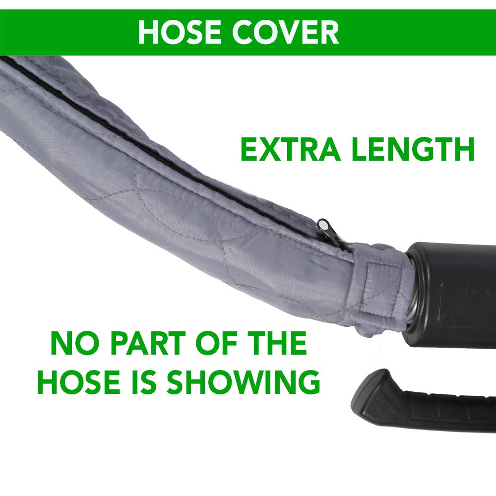 OVO Universal Padded Cover, Fits All 40 to 42 ft Central Vacuum Hose, Machine Washable, Easy to Install with Zipper, Grey