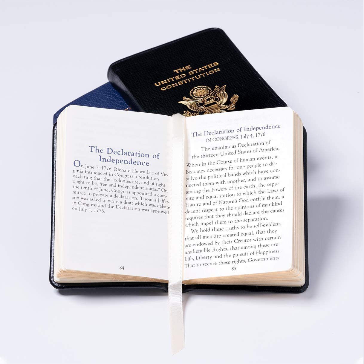 Graphic Image United States Constitution, Mini Size, Genuine Leather, Embossed American Eagle, Black (2.75" x 3.75") - Published and Bound in the USA