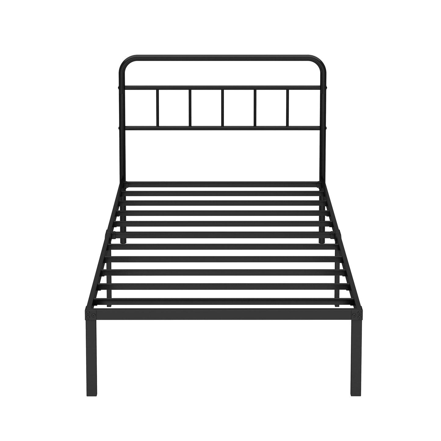 Ziguxiao Twin Bed Frame with Classic Headboard,Strong Metal Slats Support,Under Bed Storage Space,No Box Spring Needed,Easy to Assemble,Black