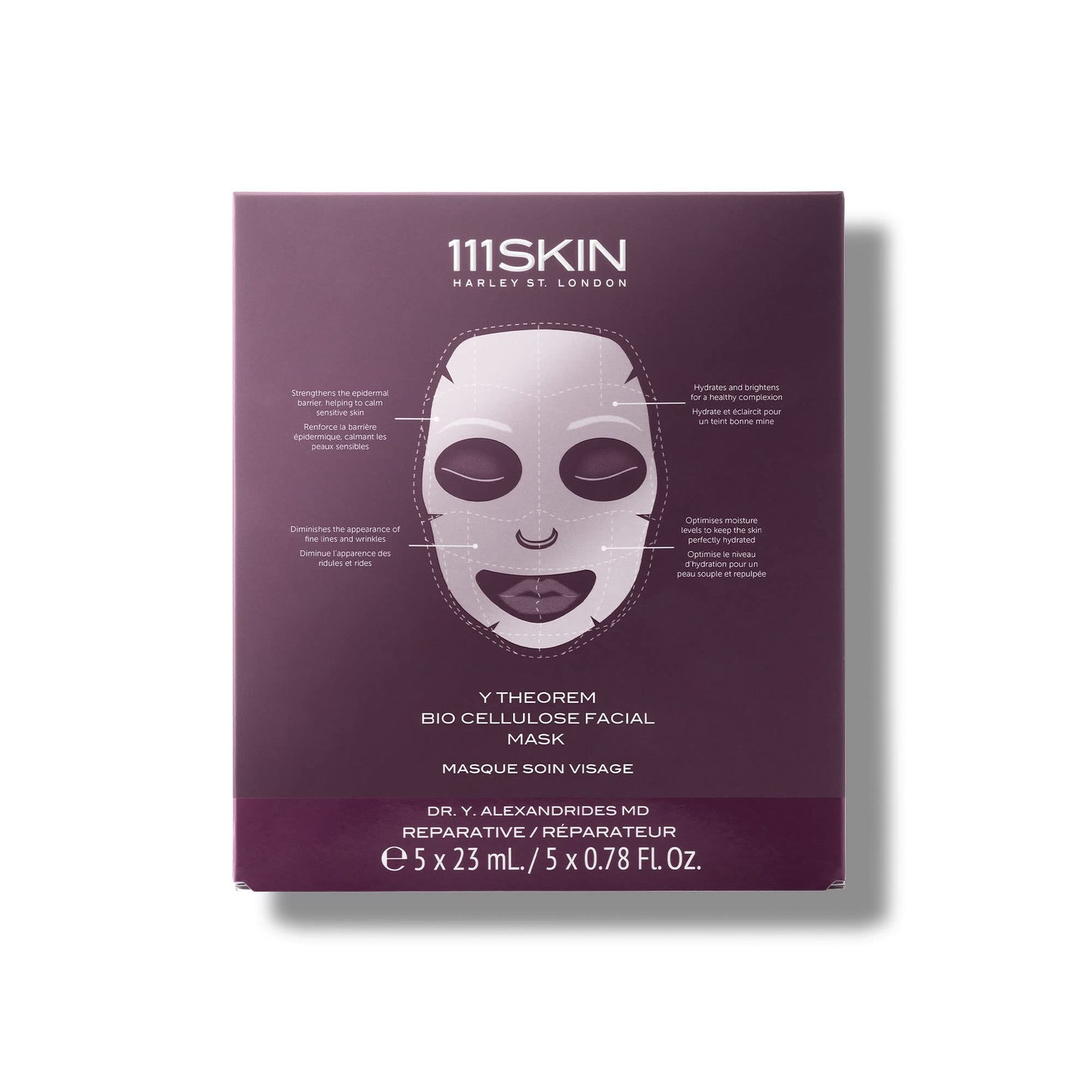 111SKIN Y Theorem Bio Cellulose Facial Mask | Repair, Rest & Rejuvenate Skin | Set of 5 (0.78 oz each)