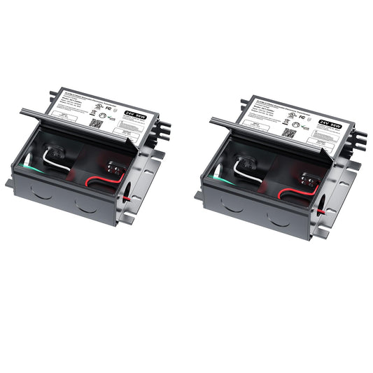 (2 Pieces) 96W Dimmable LED Driver 24V with Junction Box,Triac ELV/MLV LED Transformer Compatible with Lutron&Leviton Switches,Dimmable Led Power Supply for Indoor/Outdoor Lights,UL&FCC-Listed