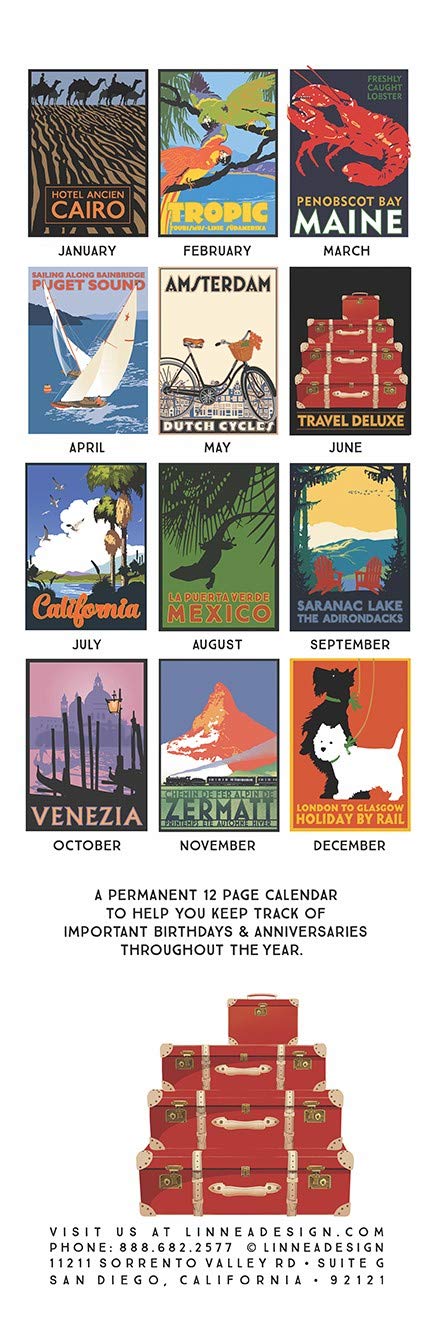 Linnea Design Travel Birthday & Anniversary Perpetual Calendar for Important Family Dates Special Event Calendar Reminder
