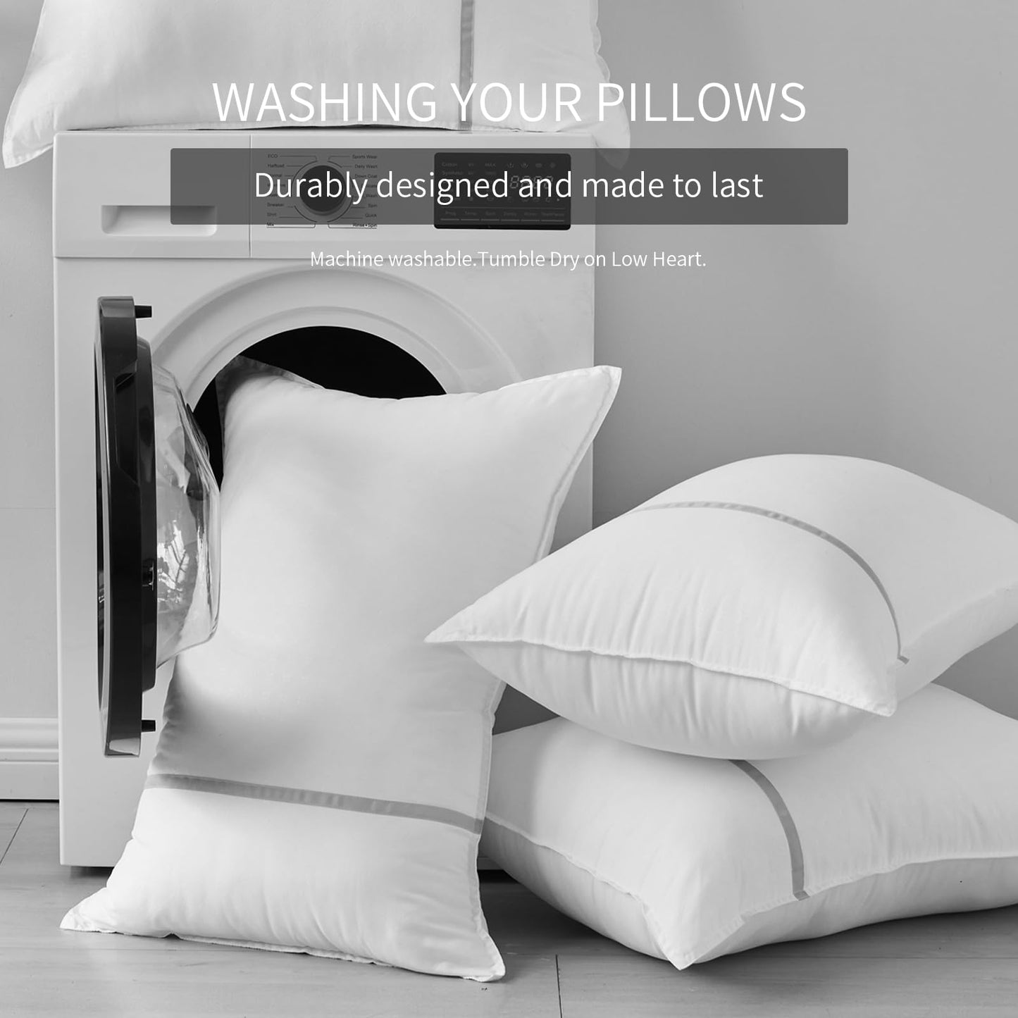 MUFEW Bed Pillows Queen Size Set of 4, Medium Firm Hotel Pillows for Sleeping, Cooling Pillows for Side & Back Sleepers, Down Alternative Filling, 20 x 28 Inches