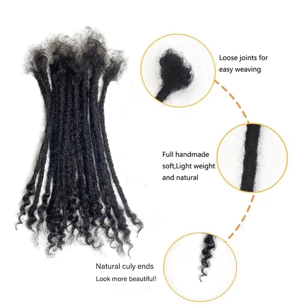 0.4cm Width Dreadlock Extensions 12 Inch 30 Strands 100% Permanent Loc Extensions Human Hair with Curly Ends Natural Black Curly Locs Human Hair Can Be Dyed Bleached Curled And Twisted