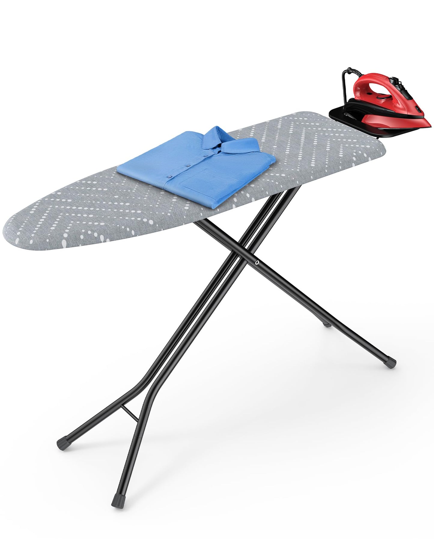 Kitsure Folding Ironing Board - Height Adjustable Iron Board in Full Size, Wobble-Free & Heavy-Duty Ironing Board with Cover and Pad for Heat Resistance, Grey, 43" L x 13" W x 35.8" H