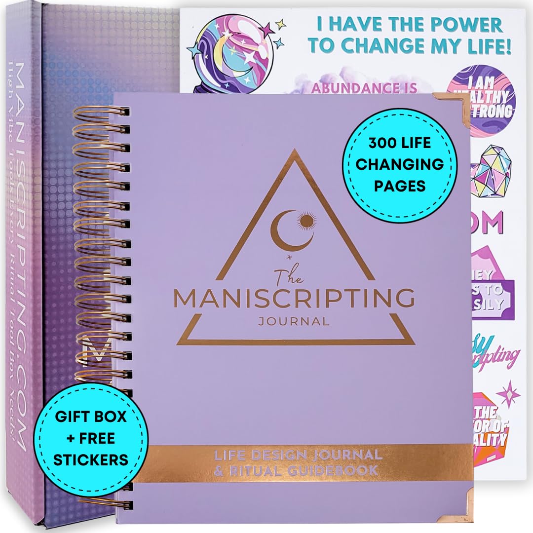 Maniscripting Journal: 90 day journal, guided prompts, daily planner, manifestation journal, gratitude, mindfulness, self love, happiness, wealth, weekly habit tracker, journal for women, undated.