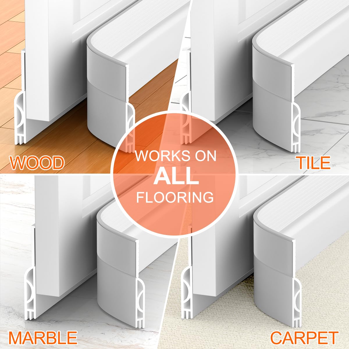 Ormein 5Pack Door Draft Stopper,39" Adjustable Door Sweep Weather Stripping Bottom Seal,Blocks Cold Air, Noise, Dust & Light for Interior & Exterior Doors,Easy Install Draft Blocker Gap Filler