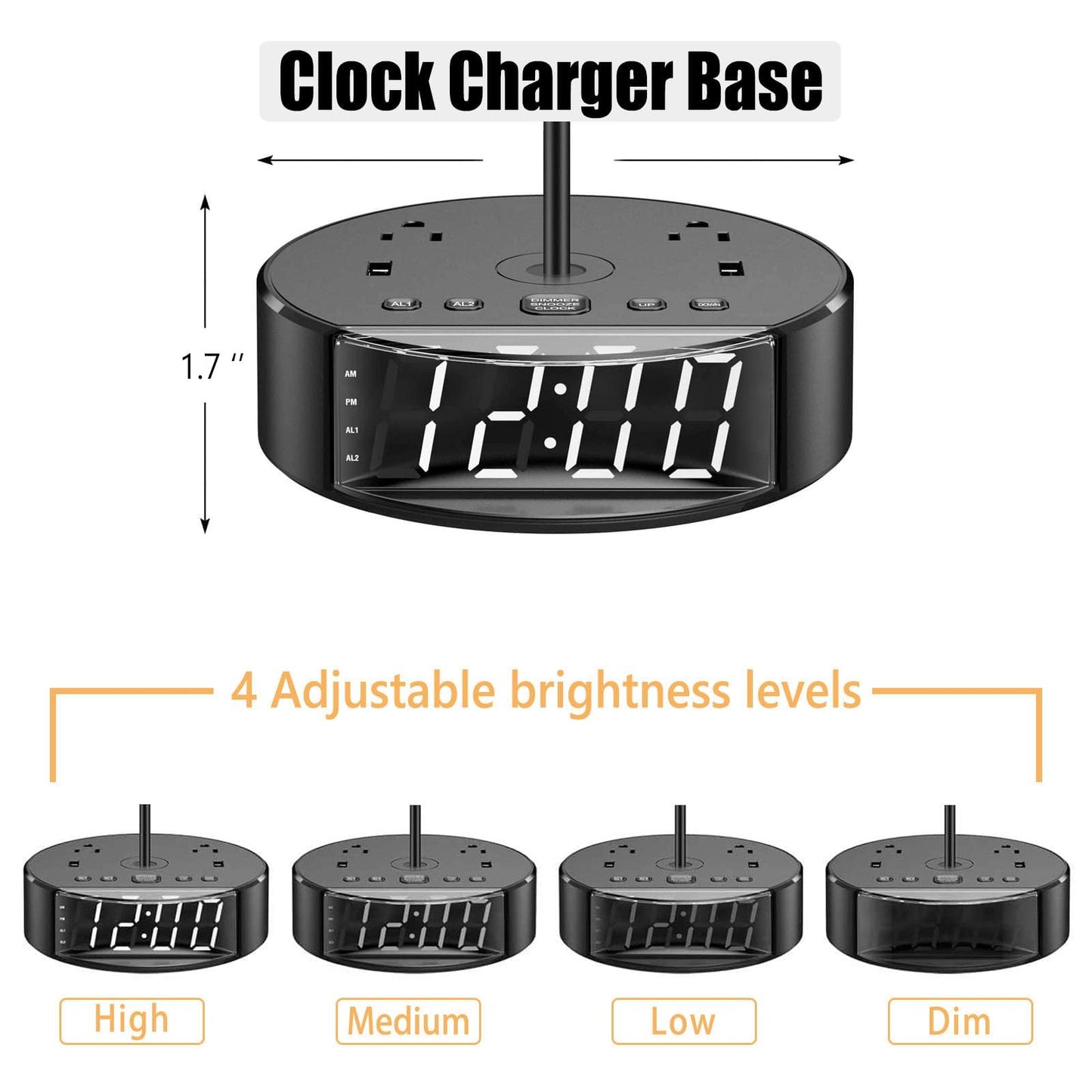 ZONV Touch Control Nightstand Light Bedside Table Lamp with USB C Charging Ports Alarm Clock 3 Way Dimmable Lamp for Bedroom Living Room Home(Gray) Thanksgiving Gifts