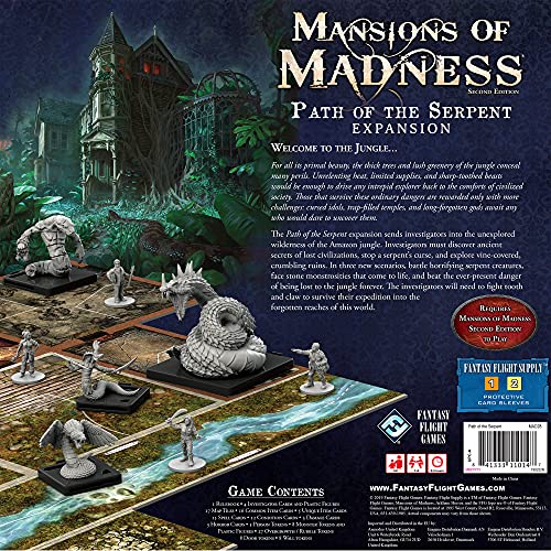 Mansions of Madness Path of The Serpent Expansion - Conquer The Perils of The Jungle and Unearth New Horrors! Ages 14+, 1-5 Players, 2-3 Hour Playtime, Made by Fantasy Flight Games