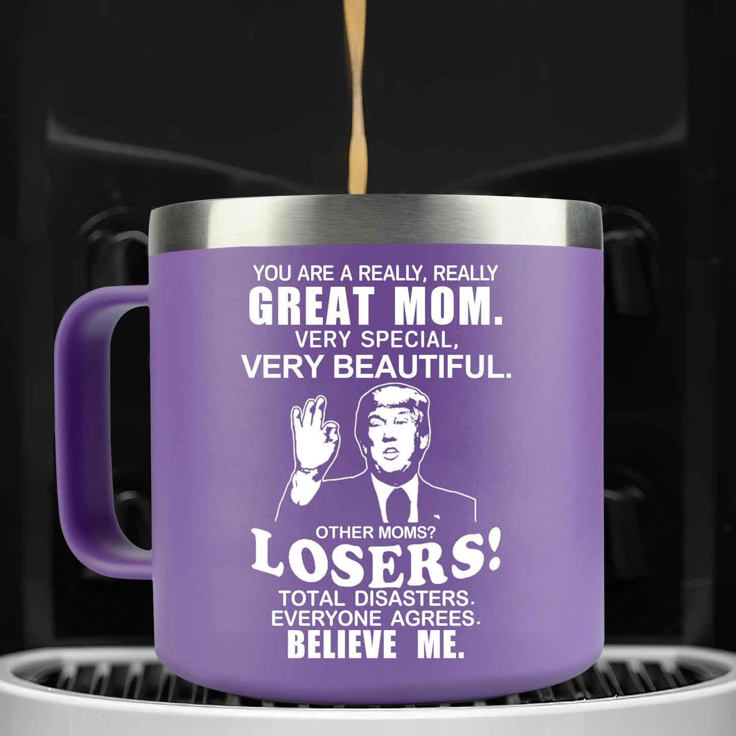 LEIOH Mothers Day Gifts for Mom from Daughter Son,Christmas Birthday Gifts Ideas for Moms,Gift for Mama,Wife,Mother,Thank You Gift for Mom Coffee Mug,14 Oz Stainless Steel Tumbler Cup