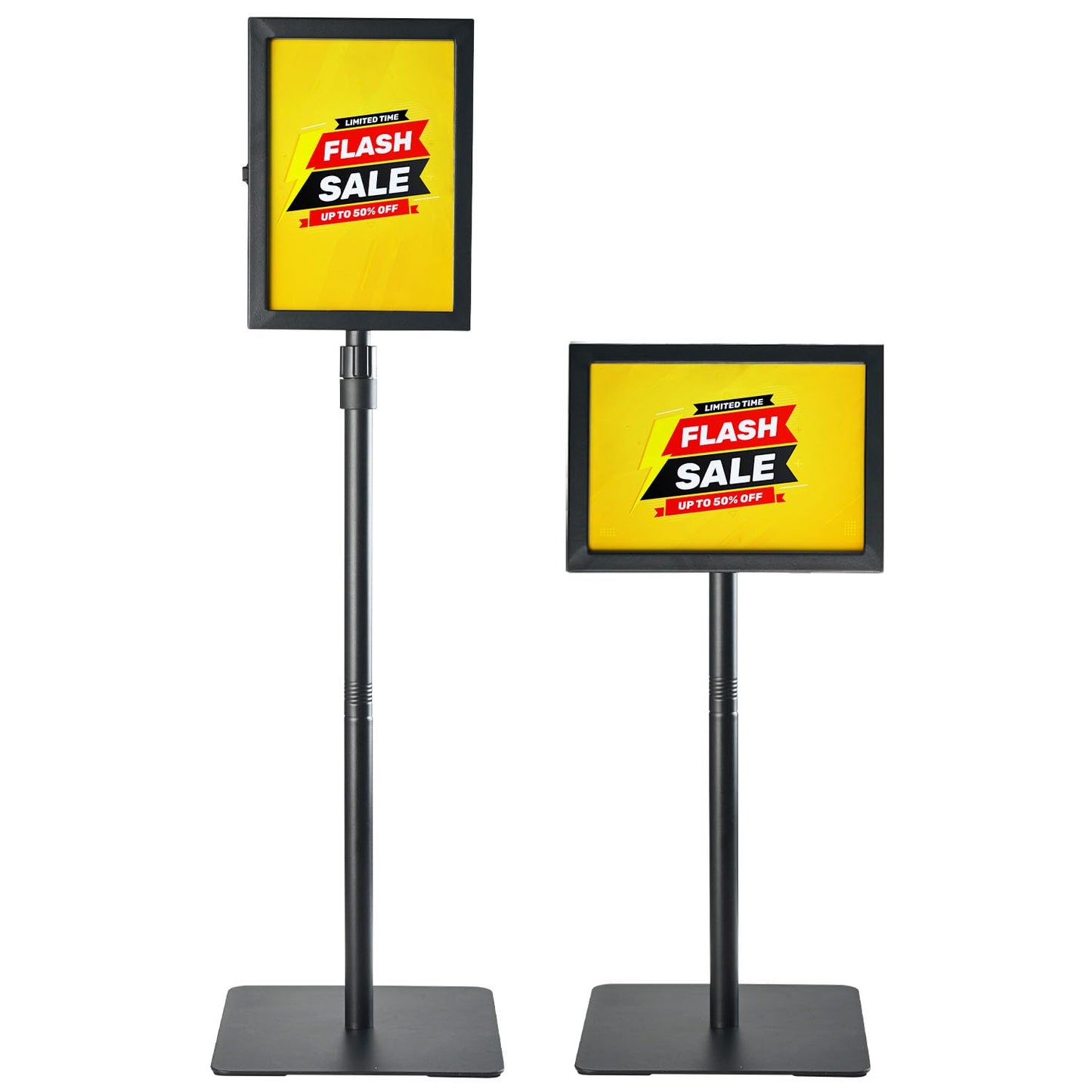 1 PACK Double-Sided Adjustable Heavy Duty Pedestal Sign Holder Stand for Display - Indoor/Outdoor Floor Sign Stand with Base 8.5x11 inches (Horizontal and Vertical Orientation) - includes dry erase marker