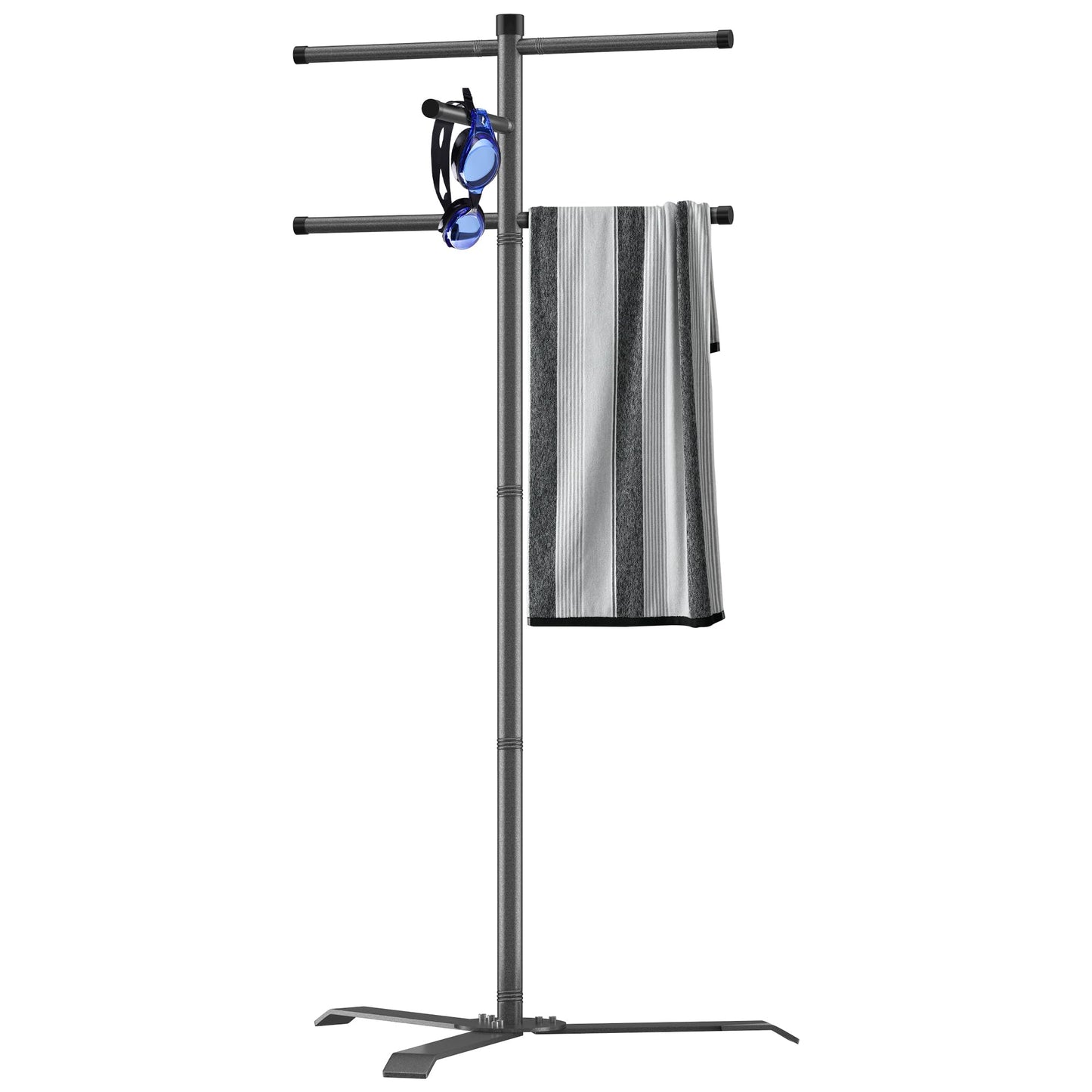 Qufiona Pool Towel Rack Outdoor, Heavy Duty Outdoor Towel Rack, 61 Inch Free Standing Rack for Pool & Hot Tub, Drying Towels, Swimsuits, Life Jackets and Goggles, Ideal Pool Accessories