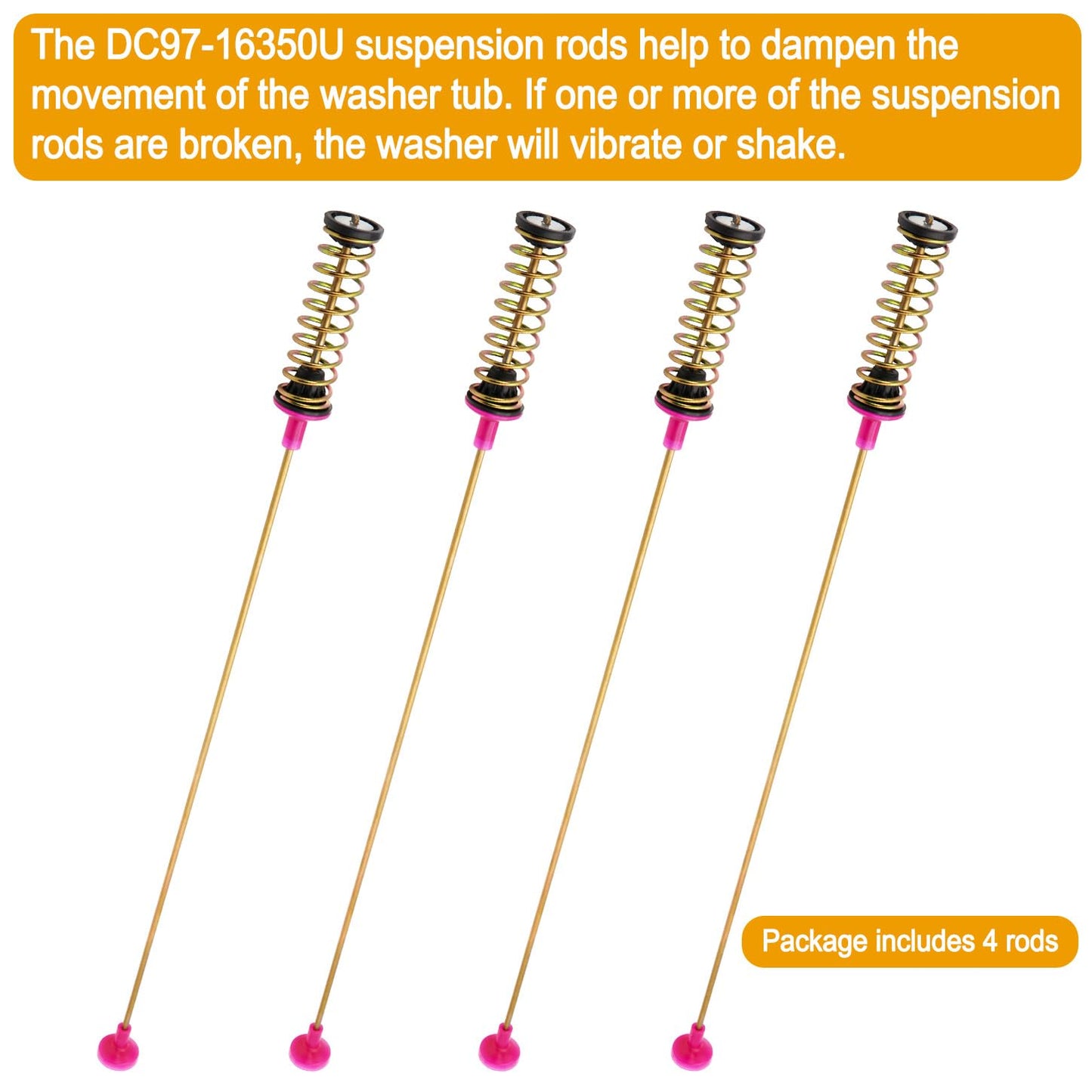 DC68-03172C DC68-03172B-03 DC68-03172D-00 Suspension Rods Compatible with Samsung Washer WA50R5200AW, WA50R5400AV, WA50R5400AW, Length: 26.4in