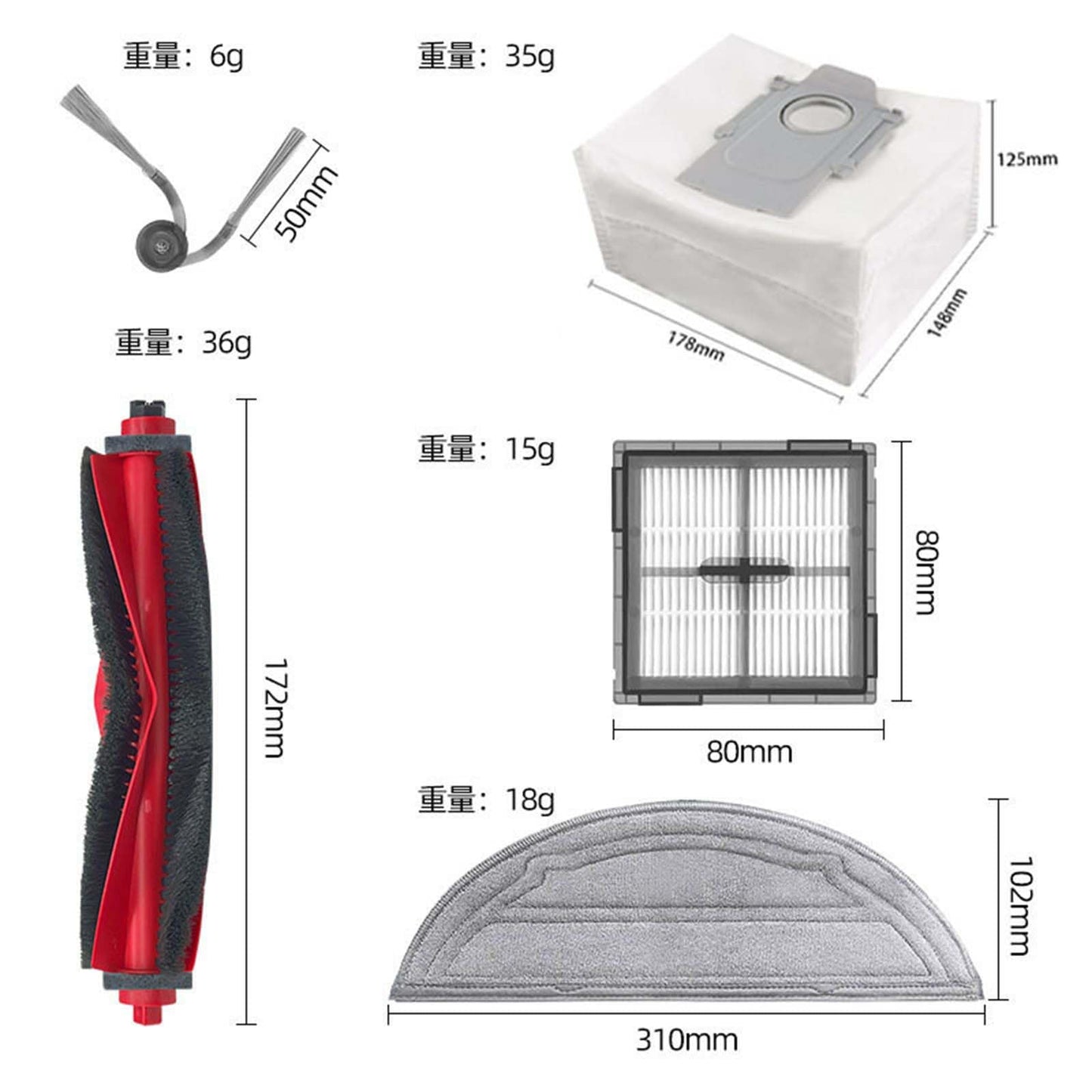 LOVOBO 28Pcs Q10 S5+ Accessories Kit Replacement Compatible with Roborock Q10 S5+ /Q10 S5 Robot Vacuum, 2 Main Brush, 6 Side Brushes, 6 mop Pads, 6 Dust Bag, 6 HEPA Filters, 2 Cleaning Tool