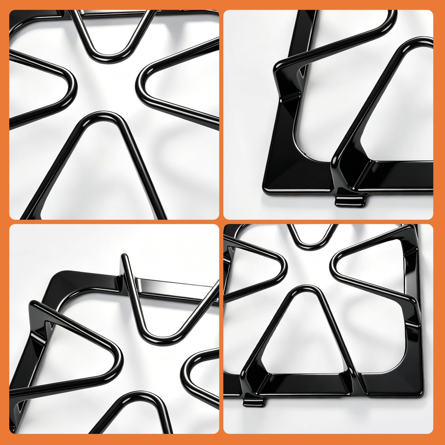 4 Pack W10447925 Burner Grates for Whirlpool Gas Range - 8.3 x 8.8 IN Upgraded Cast Iron Cooktop Grates Compatible with Kenmore Maytag Amana and Inglis Stoves Gas Stove Top Burner Rack