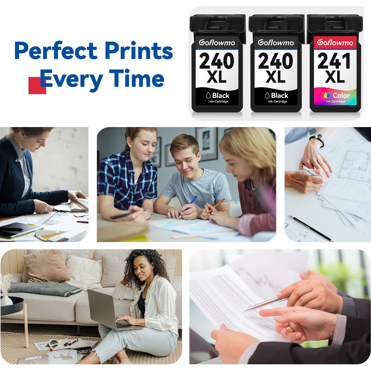 240XL 241XL Ink Cartridge Remanufactured Replacement for Canon 240XL Black 241XL Color for MG3600 MG3620 MG2120 MG2220 MG3220 MG3520 MG3620 TS5120 MX472 Printer Ink Cartridge(2 Black 1 Color, 3 Pack)