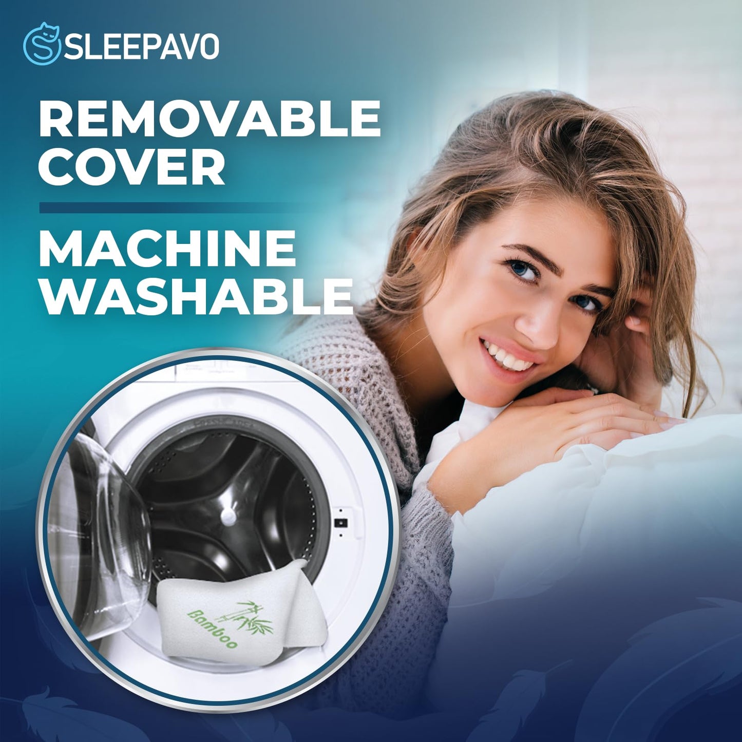Sleepavo Adjustable Cooling Pillows Queen Size Set of 2 Pack - Extra Soft Shredded Memory Foam Best Pillows for Sleeping - Back, Stomach, Side Sleeper Pillow Medium Firm - Rayon Derived from Bamboo