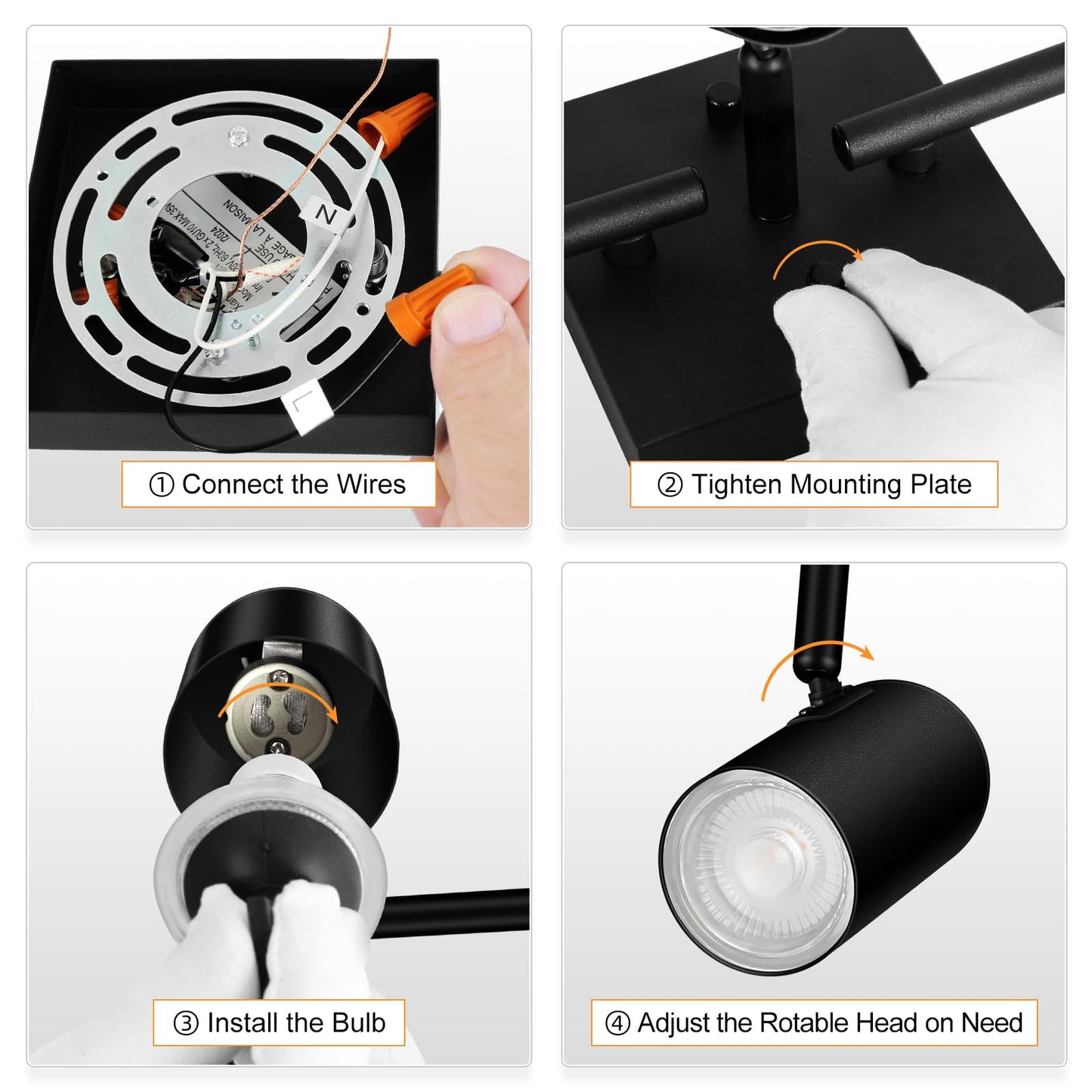 BoostArea Track Lighting Kit, Kitchen Lighting Fixtures Ceiling, 5 Light Track Lights, Rotatable Light Heads, Modern Track Lighting Fixtures Ceiling for Bedroom/Living Room,GU10 Bulb Not Included